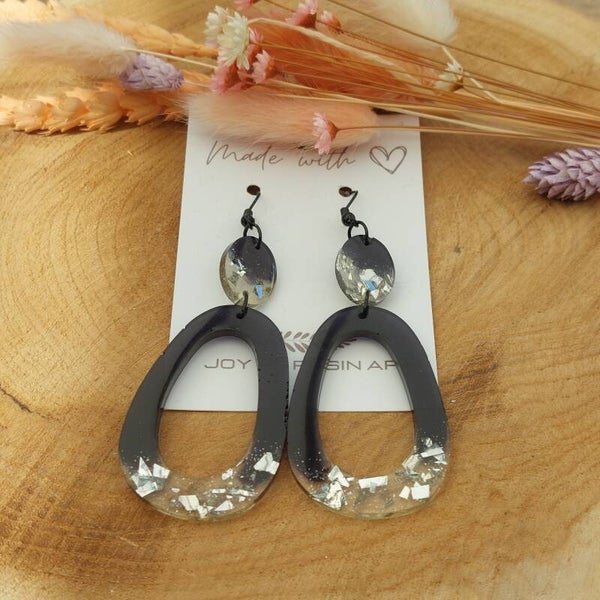 Oorhangers MAE Black Silver III