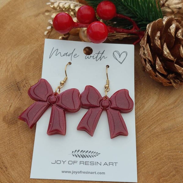 Oorhangers Red red Wine bow