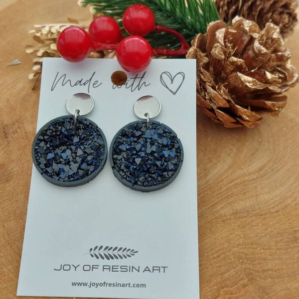 Oorstekers DIDI Druzy S Midnight Sapphire