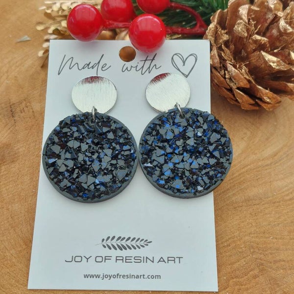 Oorstekers DIDI Druzy M Midnight Sapphire