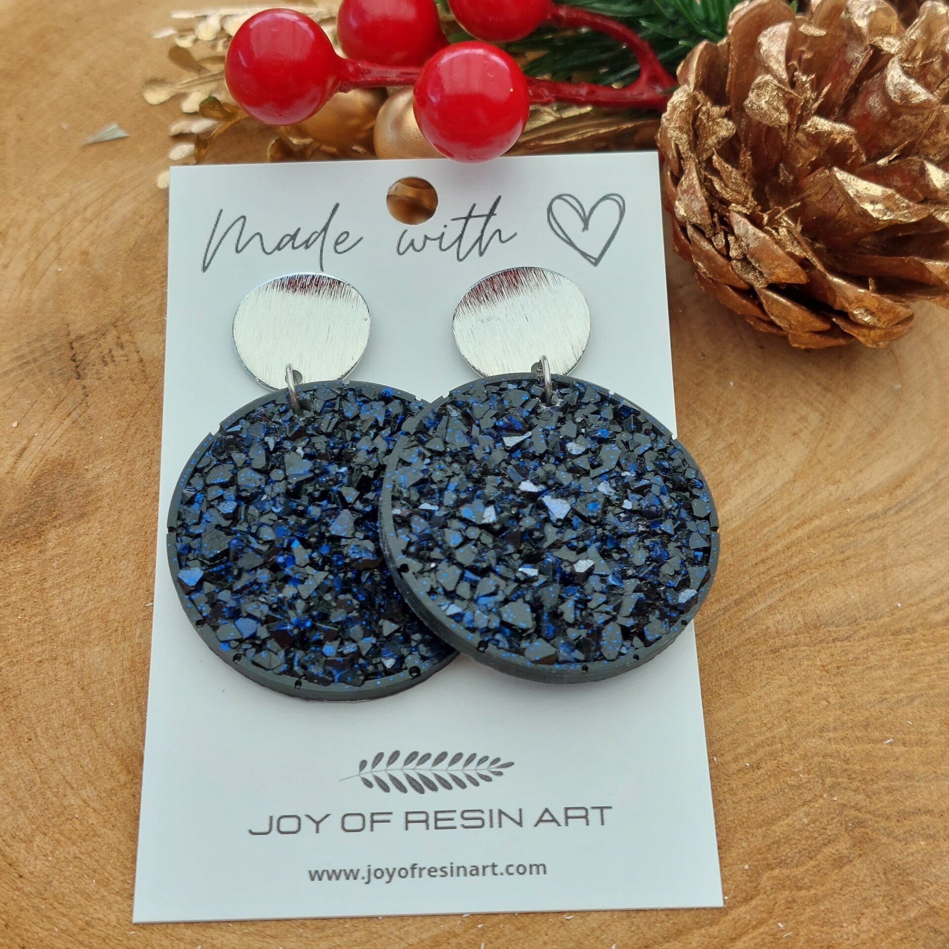 Oorstekers DIDI Druzy L Midnight Sapphire