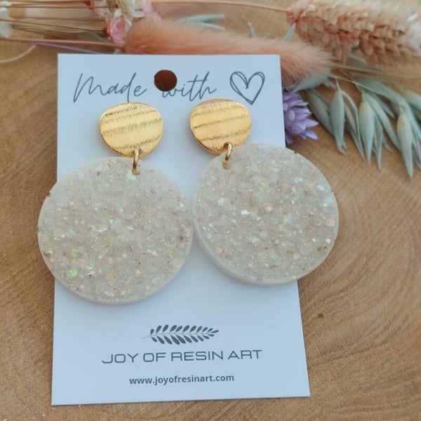 Oorstekers DIDI druzy XL Nights in White Satin