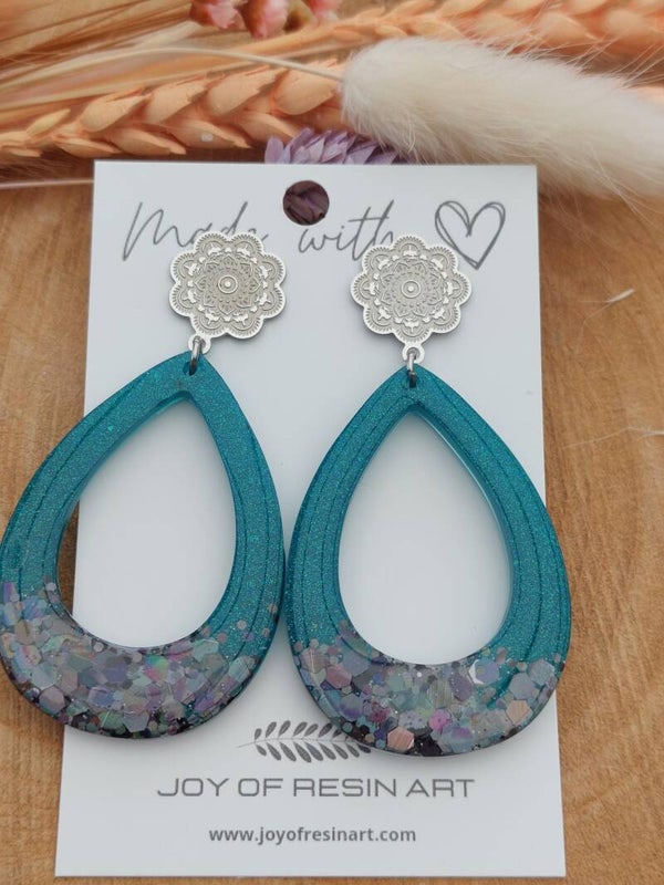 Oorstekers SOLI Petrol Glitter