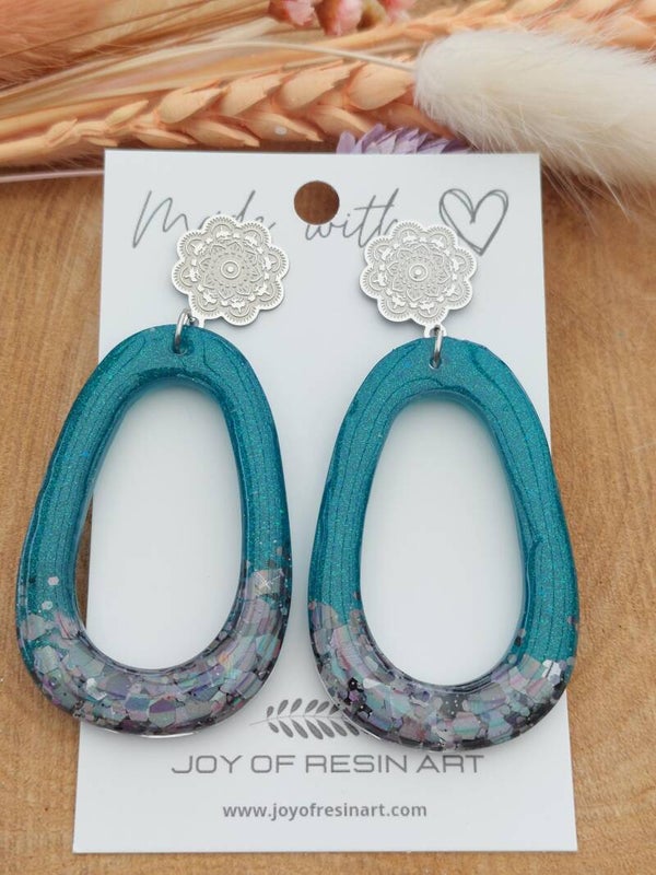 Oorstekers MAE Petrol Glitter