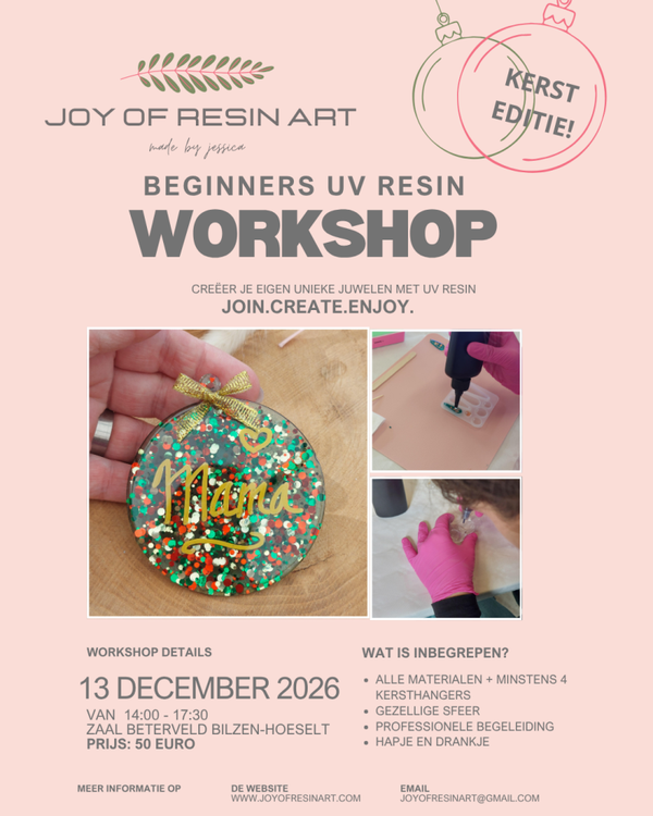 UV Resin Wokshop Bilzen-Hoeselt 13/12/2026 KERSTEDITIE