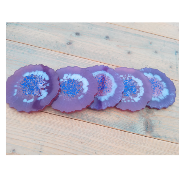 Gekartelde onderzetters 'PURPLE & WHITE'