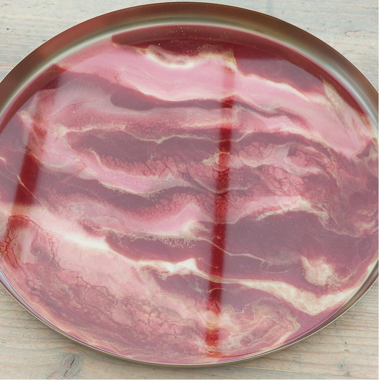 Dienblad 33cm goud/rood/creme