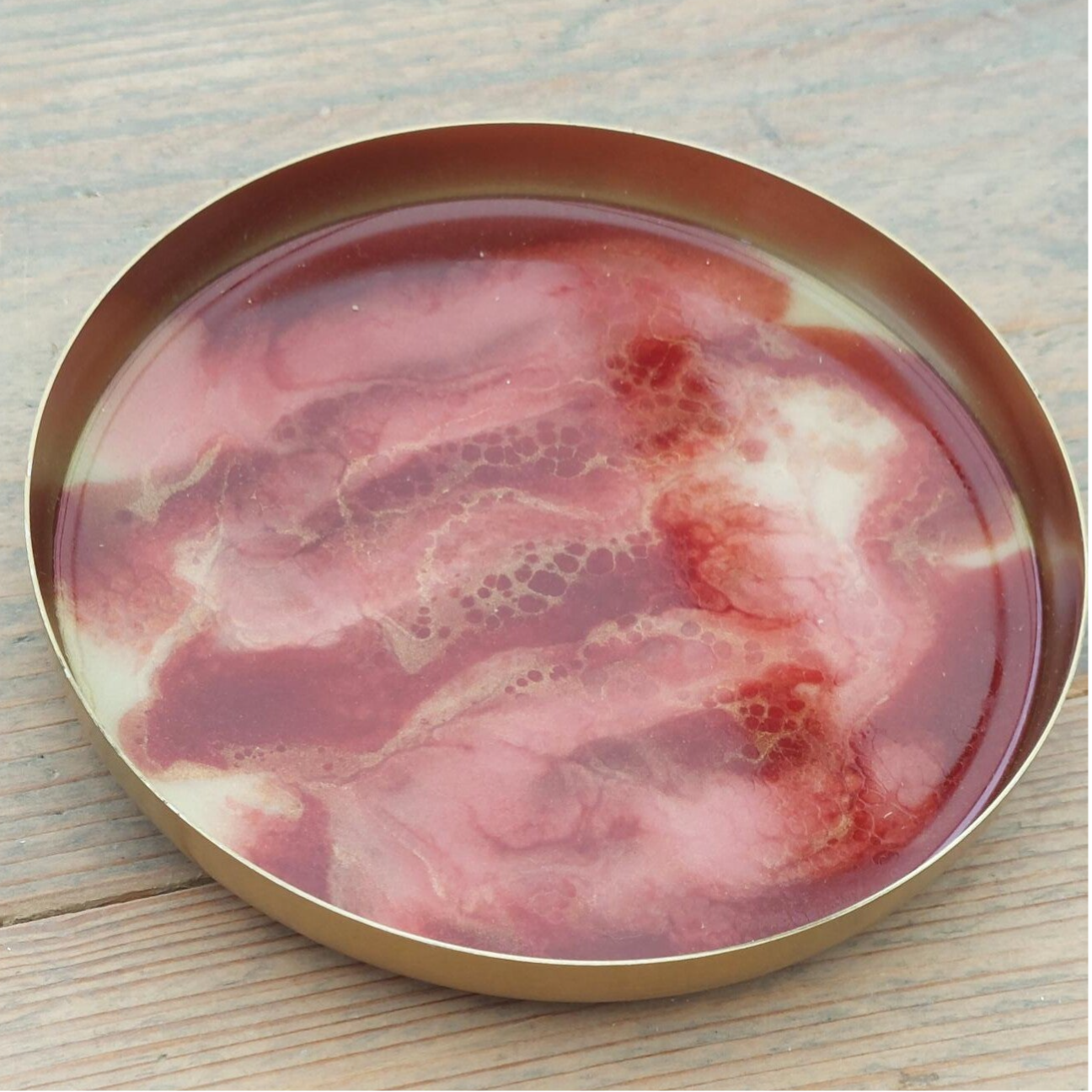 Dienblad 12cm goud/rood/creme