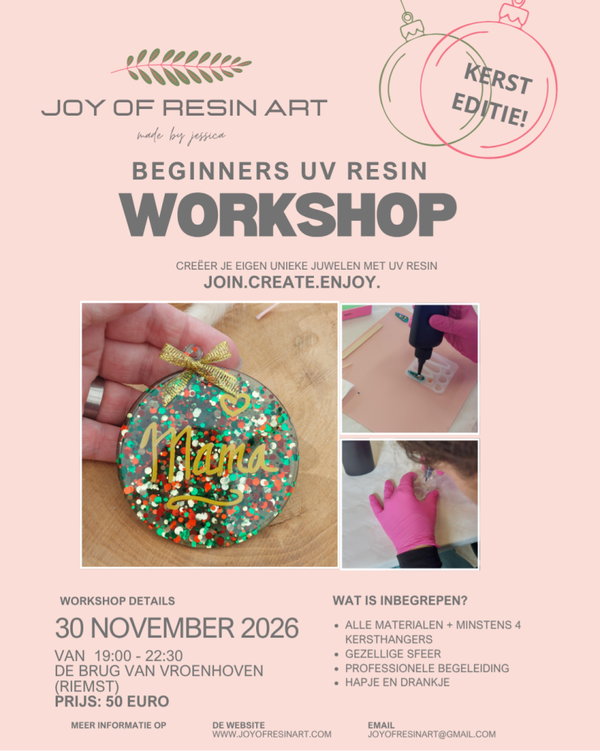 UV Resin Wokshop Vroenhoven 30/11/2026 KERSTEDITIE