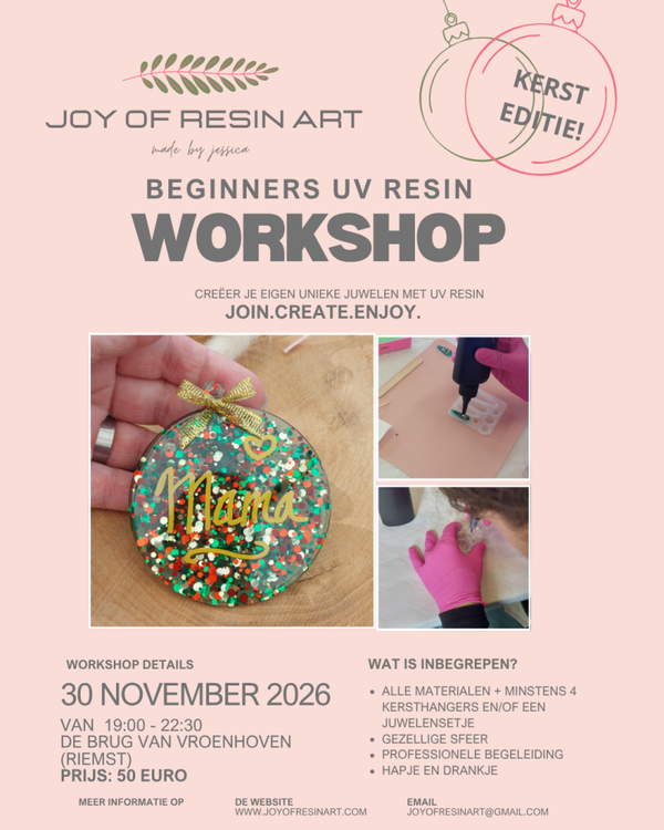 UV Resin Wokshop Vroenhoven 30/11/2026 KERSTEDITIE