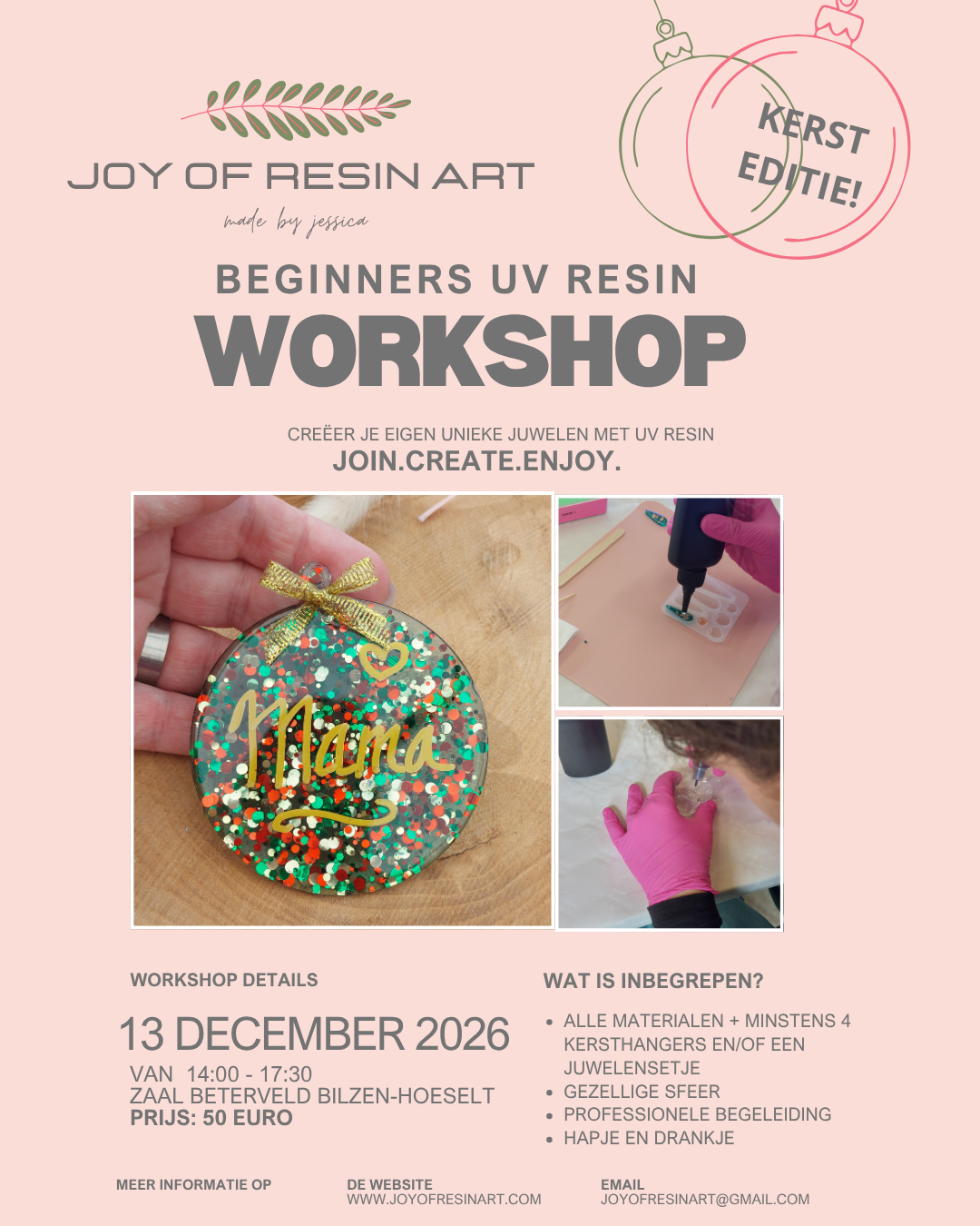 UV Resin Wokshop Bilzen-Hoeselt 13/12/2026 KERSTEDITIE