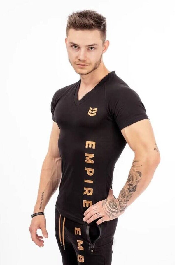 Empire Embodied heren sportshirt zwart van biologisch katoen en elastaan