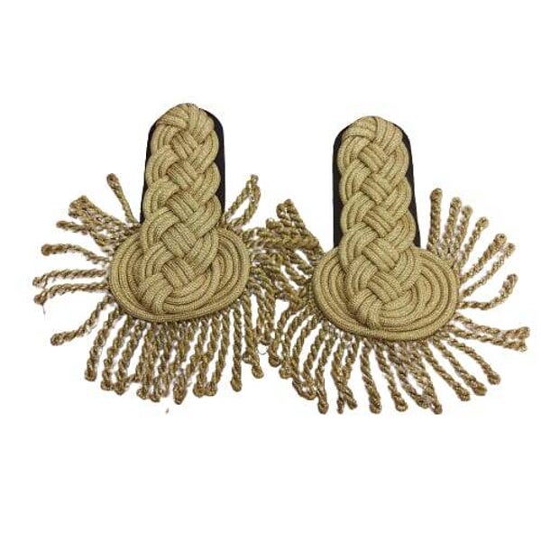 Epauletten set met gevlochten goud en franjes.