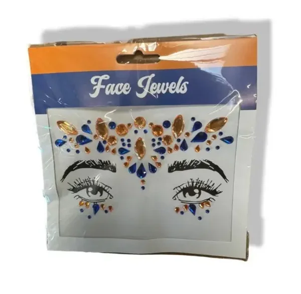 Face & body Jewels groot Blauw/Oranje