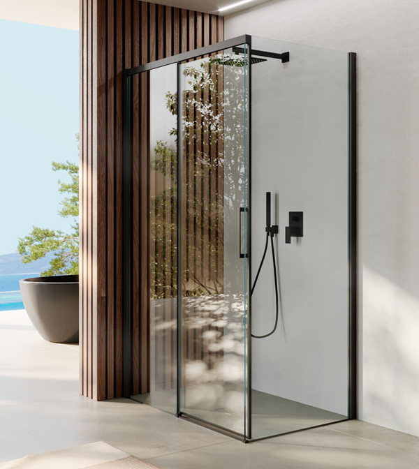 BOX DOCCIA ADELE 70X120 SINISTRO TRASPARENTE CARBON