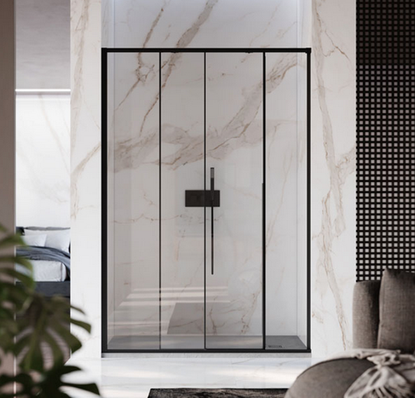 PORTA DOCCIA STELLAR 100 SX TRASPARENTE CARBON