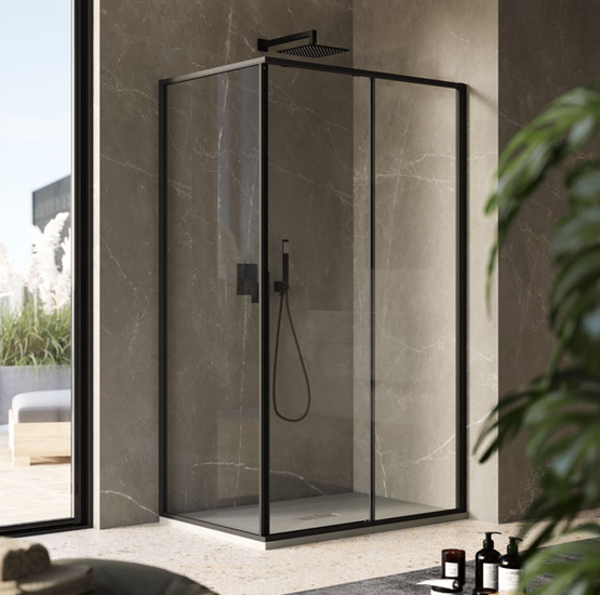 BOX DOCCIA STELLAR 80X120 DESTRO TRASPARENTE CARBON