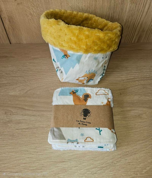🌿 Lot de 8 débarbouillettes / lingettes démaquillantes avec pochette
