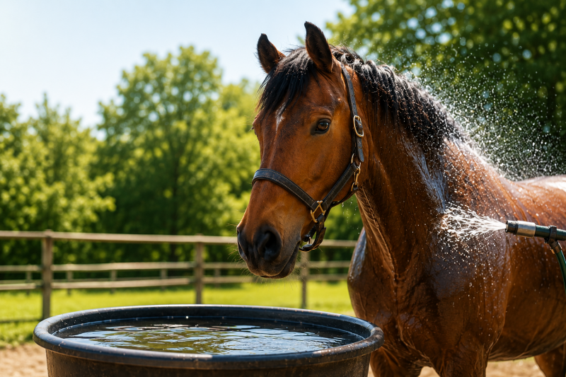 Paard met drinkwater