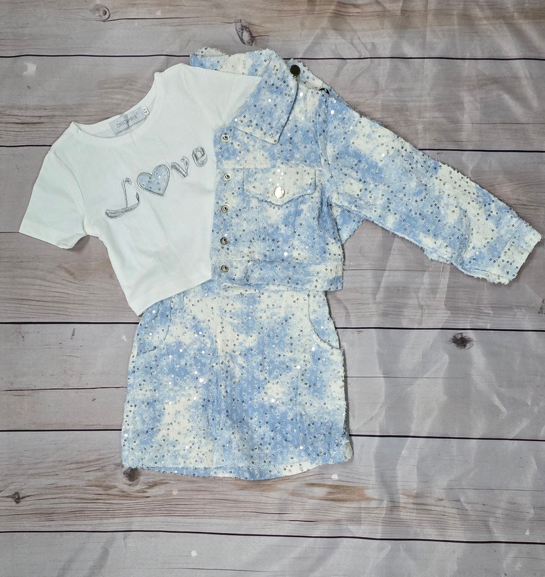 3-delige love set glitter blauw