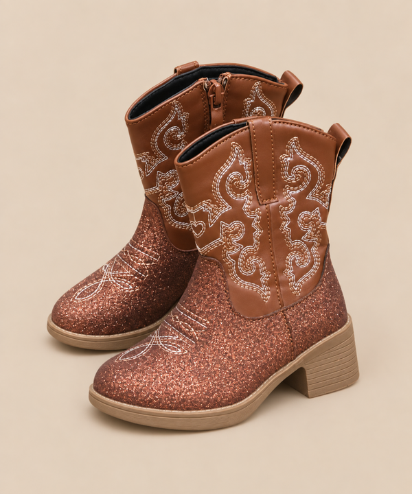 Cowboy Laarsjes bruin glitter