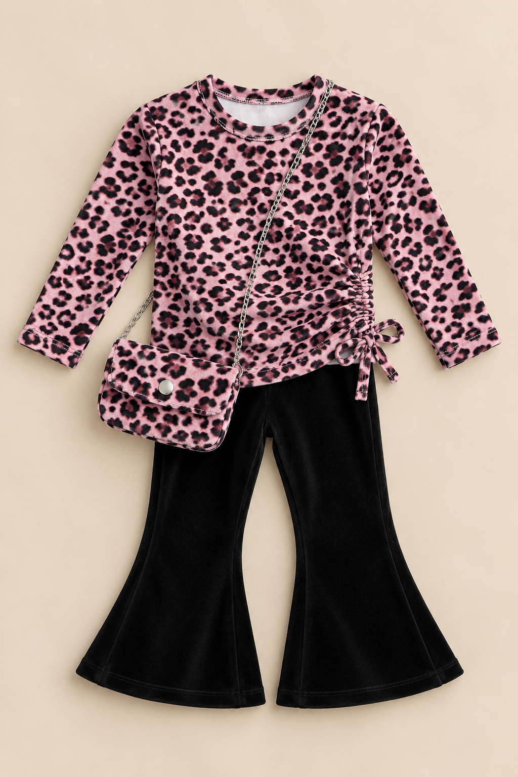 3-delige velvet set / panter roze