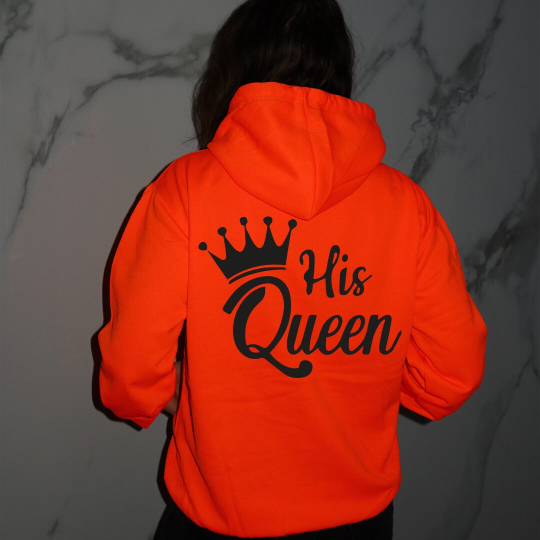 Electric oranje hoodie HIS QUEEN