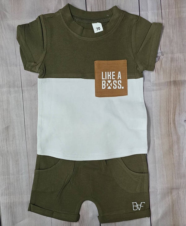 Short + Shirt Like a boss - Army/wit