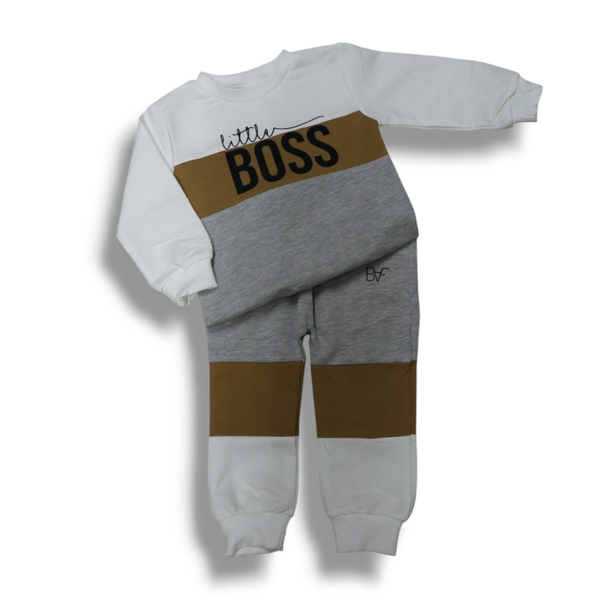 Kids huispak little boss wit/bruin