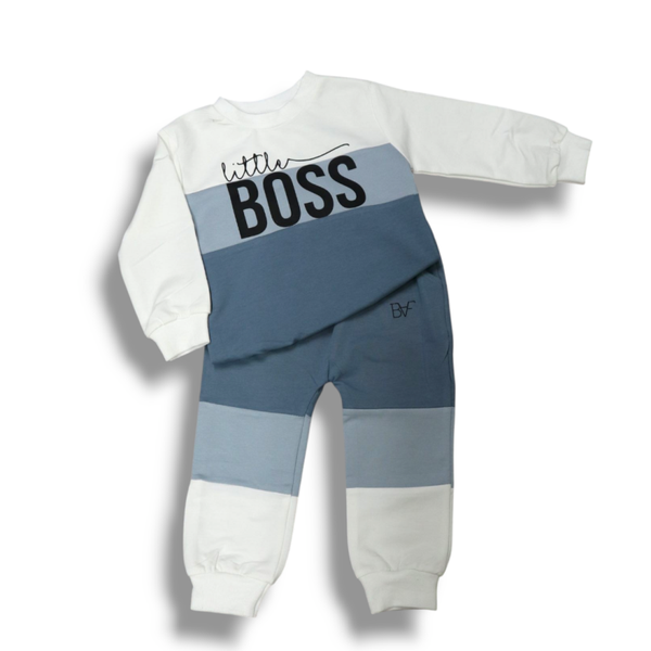 Kids huispak little boss wit/blauw
