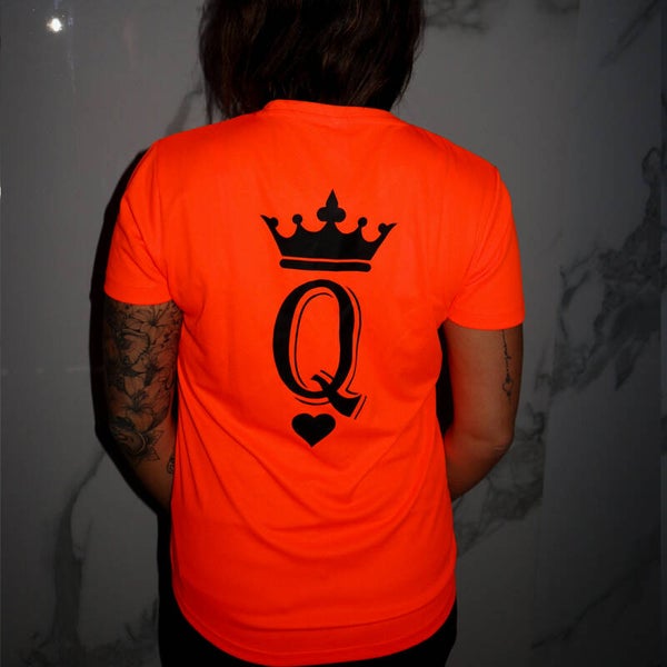 Electric oranje shirt kaart Q