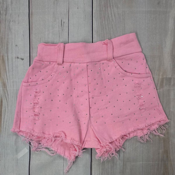 Meisjes short met steentjes roze