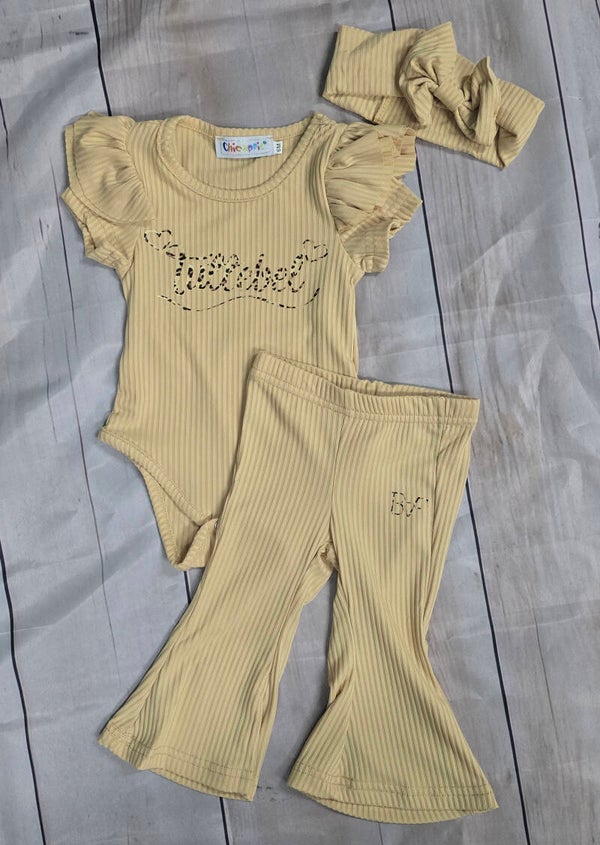 Meisjes tuttebel flair set beige