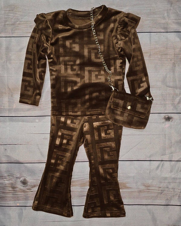 Velvet set 3-delig / bruin