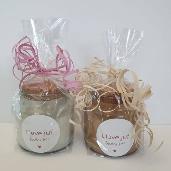 Cadeau - Kaarsje in glas juf