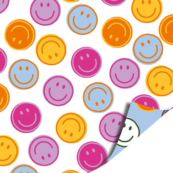 Cadeaupapier - Smileys roze