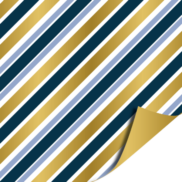 Cadeaupapier - Streep blauw goud