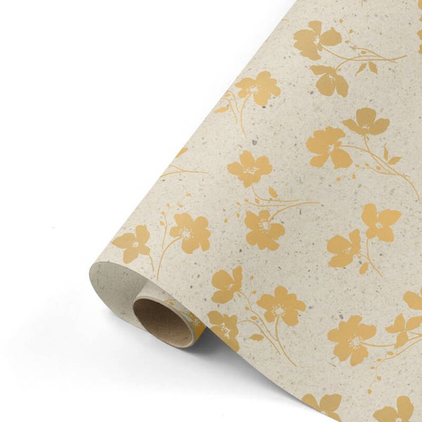 Cadeaupapier - Bloemen goud