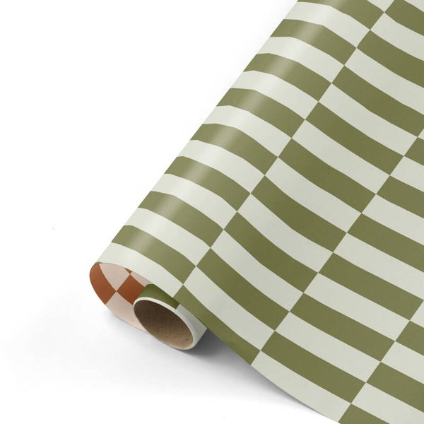 Cadeaupapier - Groen geblokt