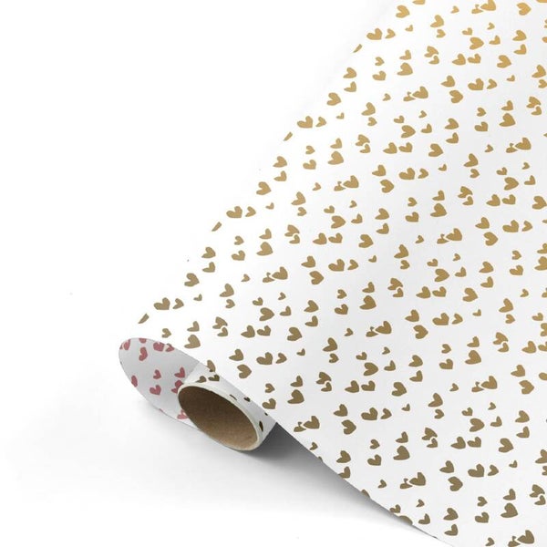 Cadeaupapier - Hartjes goud / roségoud (50 cm)