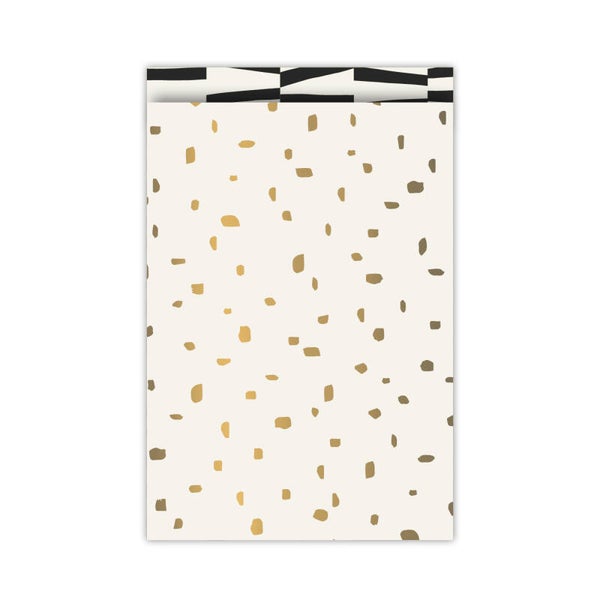 Cadeauzakje 17x25 - Crème confetti goud
