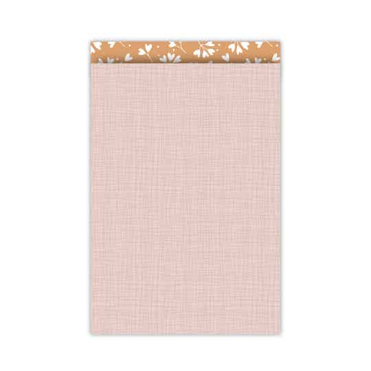 Cadeauzakje 17x25 - Roze linnen / hartjesblad
