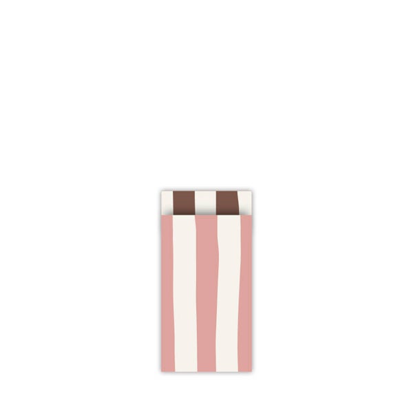Cadeauzakje 7x13 - Lijnen roze crème