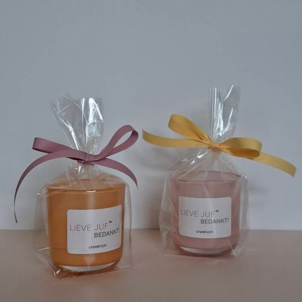 Cadeau - Kaars roze/perzik - Juf