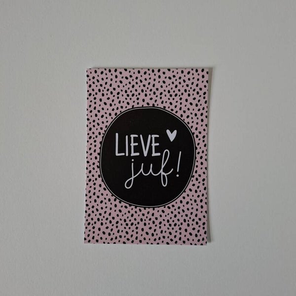 Minikaart - Lieve juf! - Roze