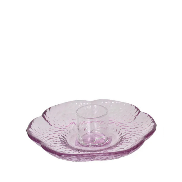 Kandelaar - Glas bloem lila