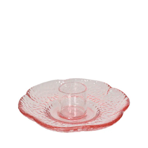 Kandelaar - Glas bloem roze