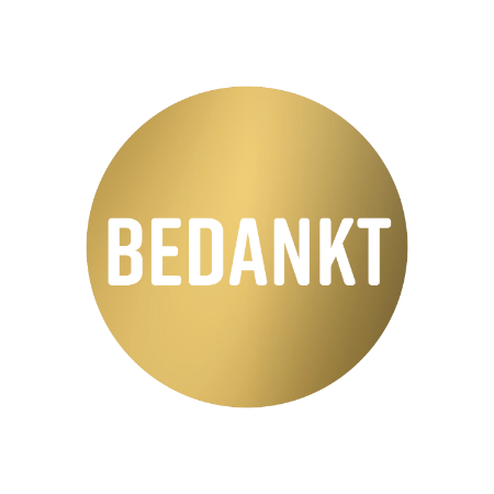 5 Stickers rond - Bedankt - Goud