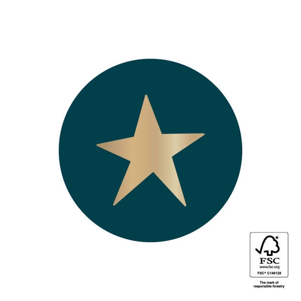 5 Stickers rond - Ster goud blauw