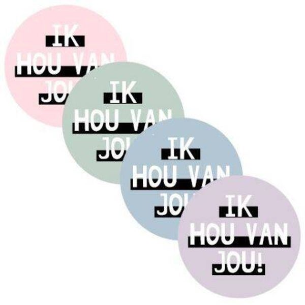 5 Stickers rond - Ik hou van jou!